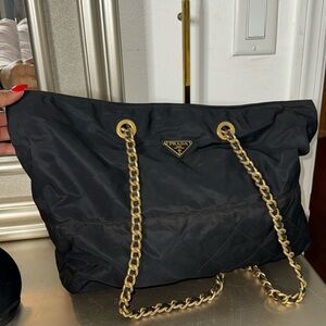 Prada gold chain long strap huge bag